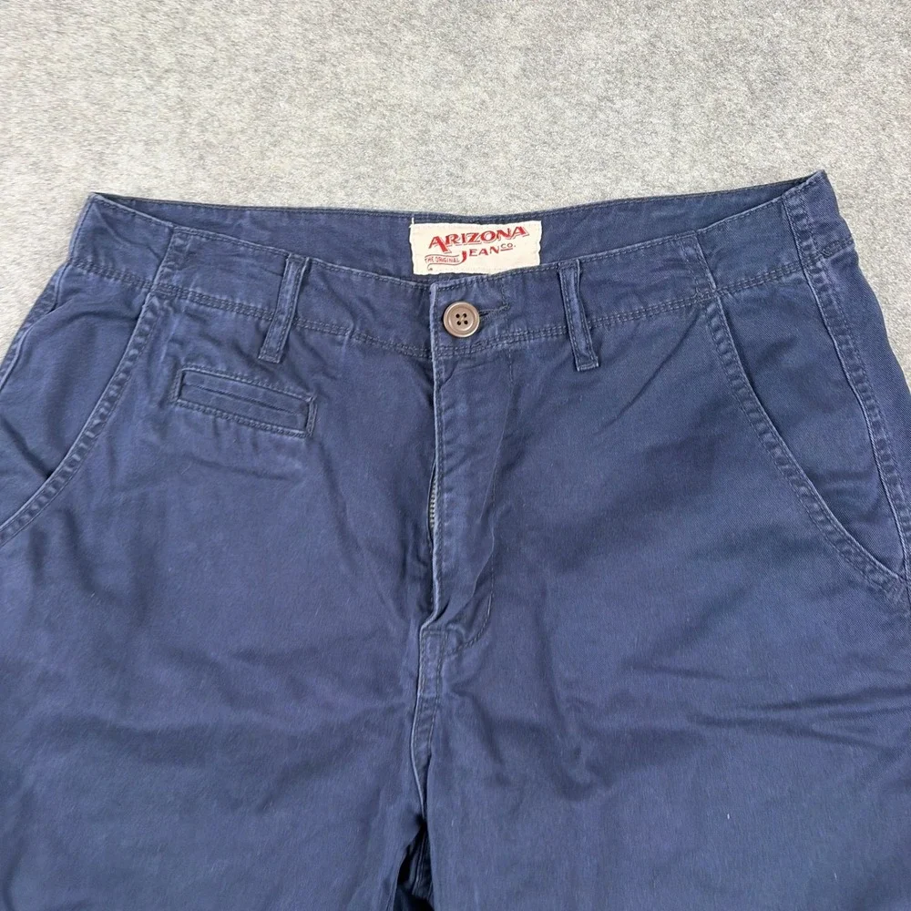 Y2K Arizona Jean Co Shorts Mens 31 Navy Blue Chino Flat Front Surf Casual Cotton